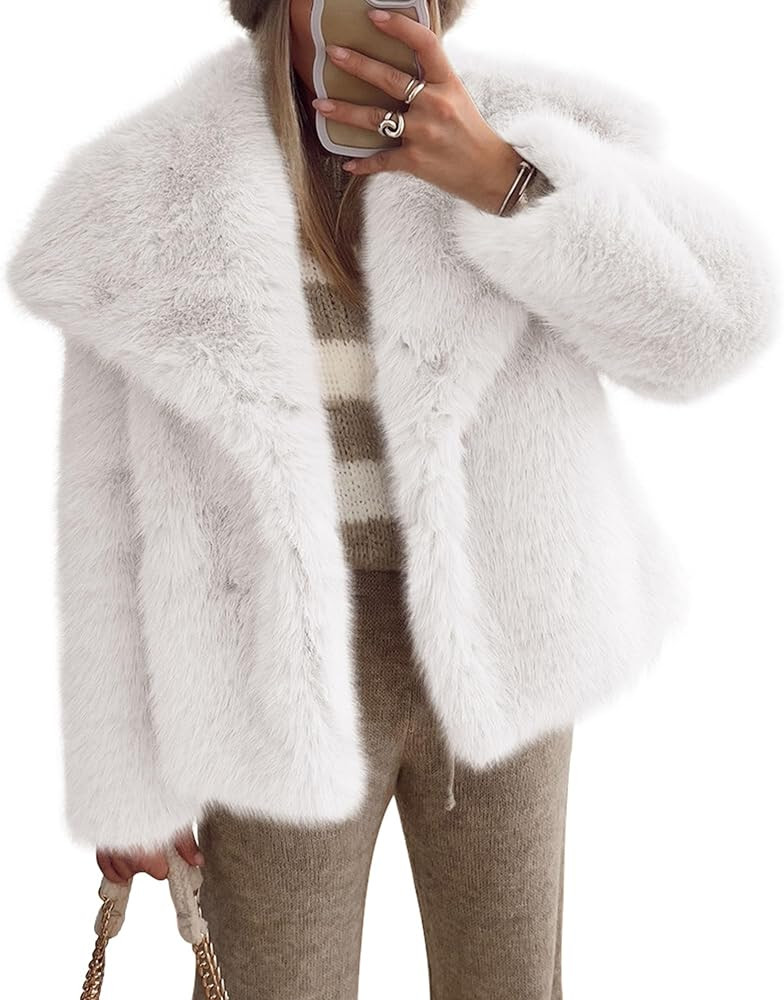 PRETTYGARDEN Womens Winter Coats 2025 Trendy Long Sleeve Furry Faux Fur Jackets Button Lapel Warm... | Amazon (US)