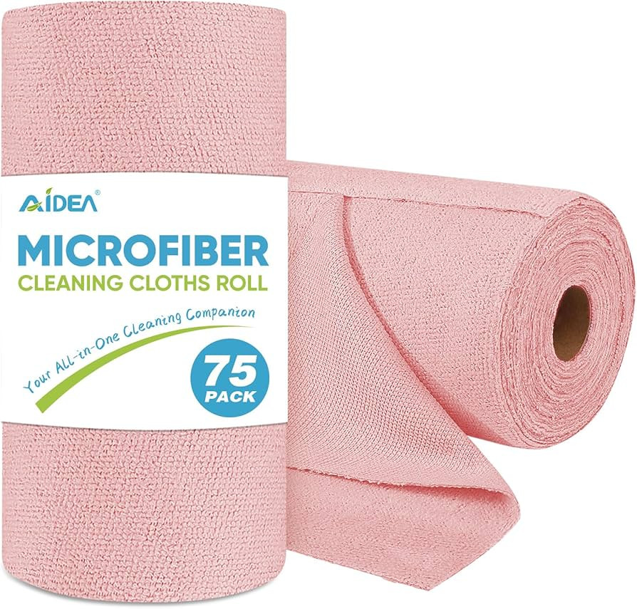 AIDEA Microfiber Cleaning Cloth Roll-75PK, Microfiber Towels for Cars, Commercial Shop Rags, Tear... | Amazon (US)