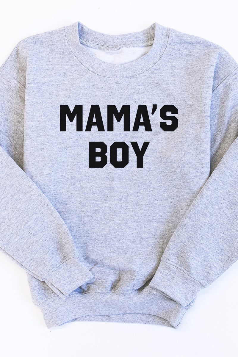 Mama's Boy Grey Kids Graphic Sweatshirt | The Pink Lily Boutique
