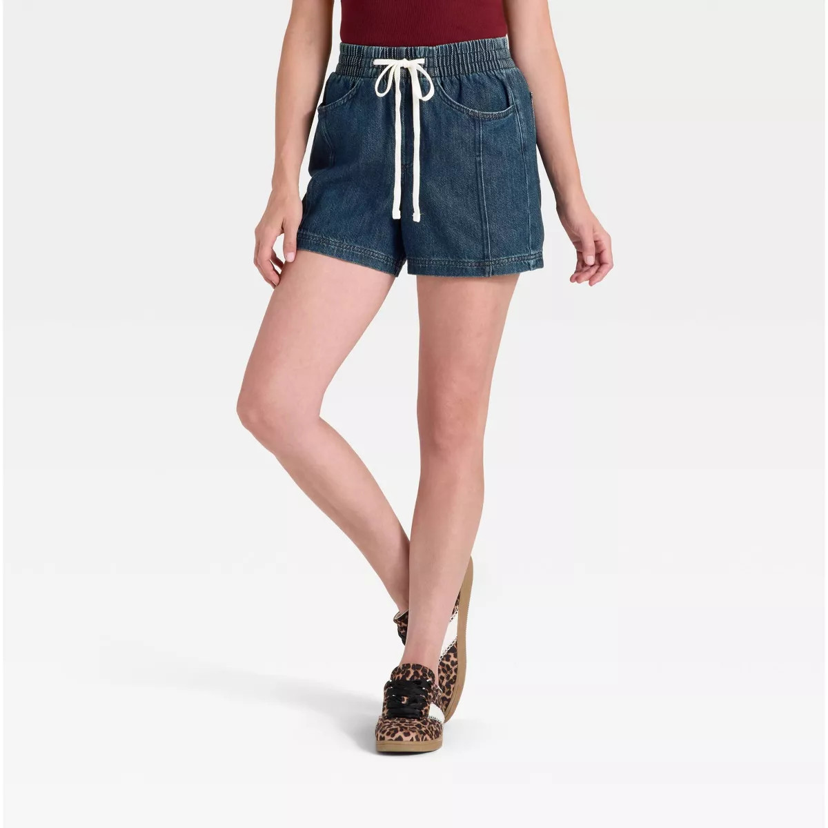 Women's High-Rise Drawstring Denim Beach Shorts - Universal Thread™ | Target
