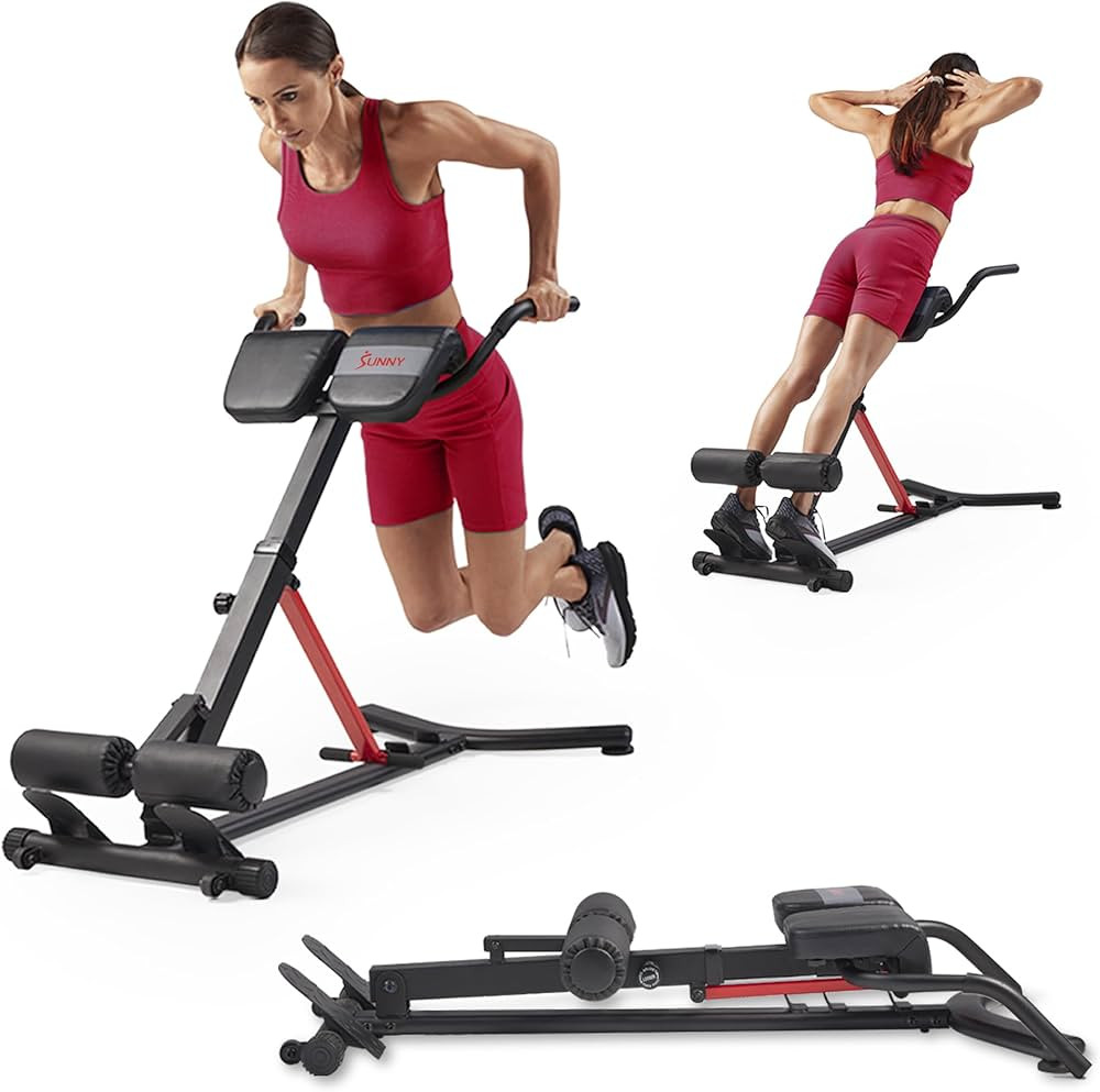 Sunny Health & Fitness Foldable Hyperextension Roman Chair w/Back Extension, Home Gym Sit Up Benc... | Amazon (US)