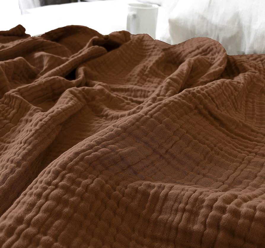 KyraHome 100% Organic Cotton 90"x104" Large King Size Cotton Blanket for Adult, Couch, Pre-Washed... | Amazon (US)