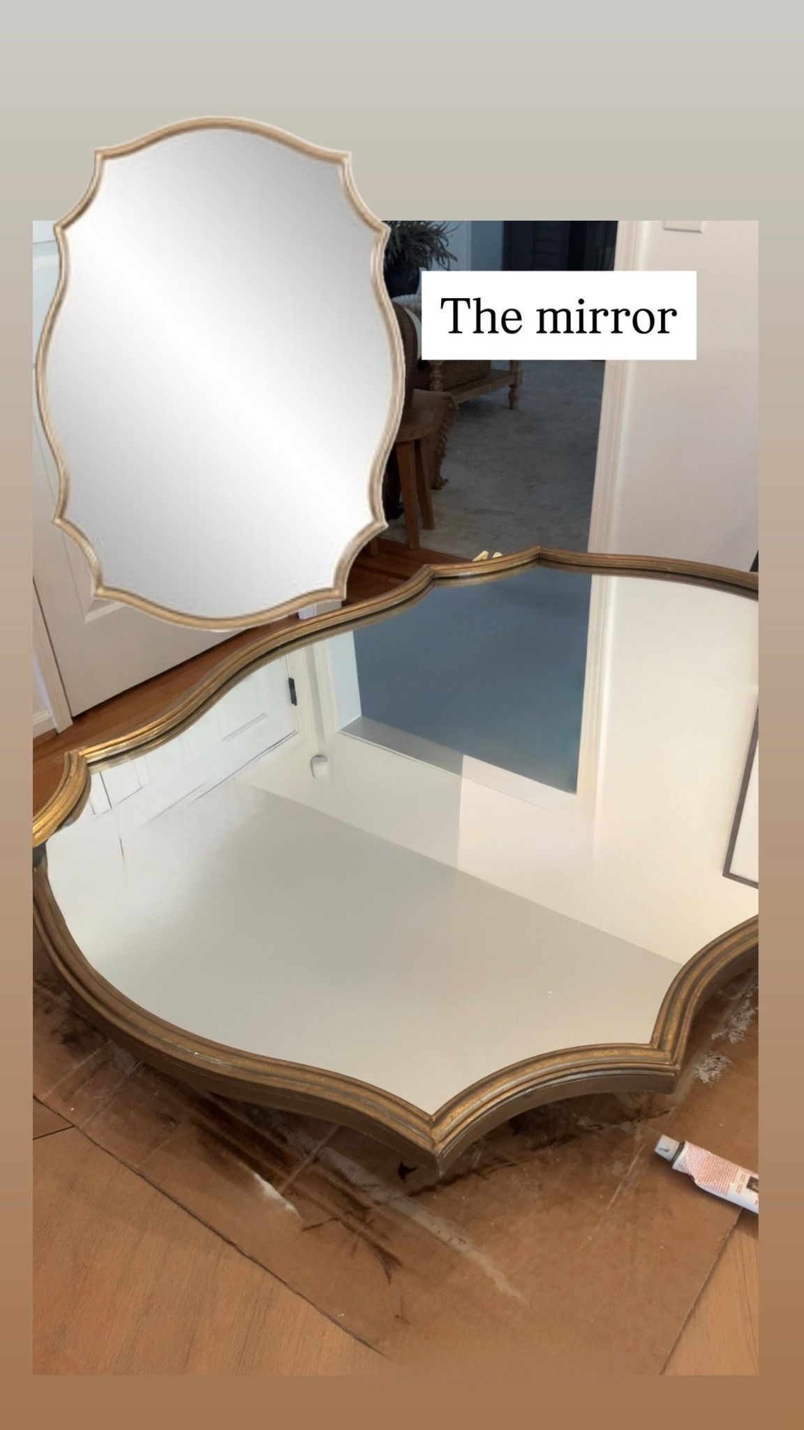 The scallop edge mirror I am using in my powder room … the frame was a shiny gold- I am using my favorite rub n buff color to give it an aged gold tone 

#LTKStyleTip #LTKHome