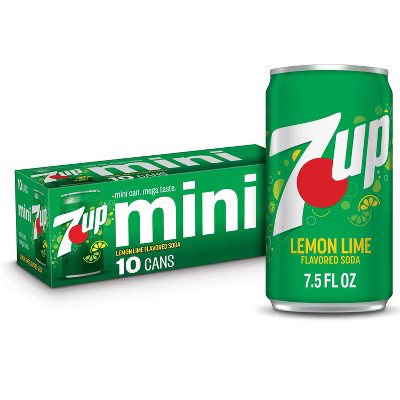 7UP Lemon Lime Flavored Soda - 10pk/7.5 fl oz Mini Cans | Target