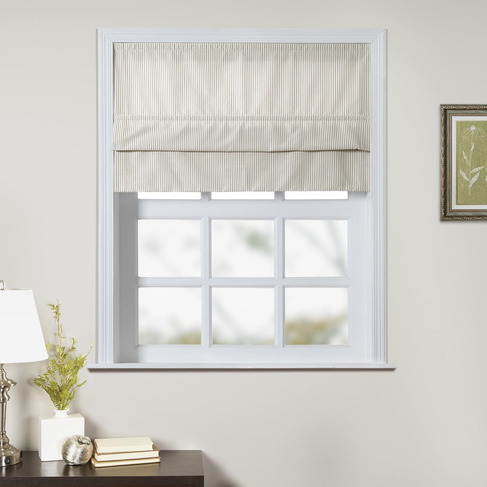 TWOPAGES Cordless Farmhouse Ticking Stripe Roman Shades Roman Blinds for Windows, Custom Made Lig... | Amazon (US)