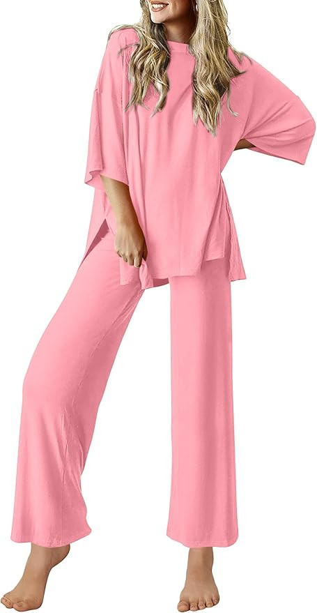 Ekouaer Lounge Sets for Women Short Sleeve Tops and Long Pants Soft Comfy Pajamas Set 2 Piece Out... | Amazon (US)