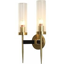 BOKT Mid-Century Modern Wall Sconce Indoor Wall Light Clear with Crystal Cylindrical Lampshade Vanit | Amazon (US)