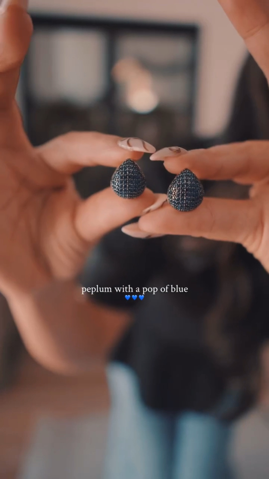 Peplum with a pop of blue 💙
I haven’t worn a peplum since 2012, so I let the earrings do the work.

These Norah earrings catch the light from every angle and instantly pull the whole look together.
Do you prefer the all-black outfit with blue or the denim? 👀 

#LTKgrwm #LTKGiftGuide #LTKHoliday