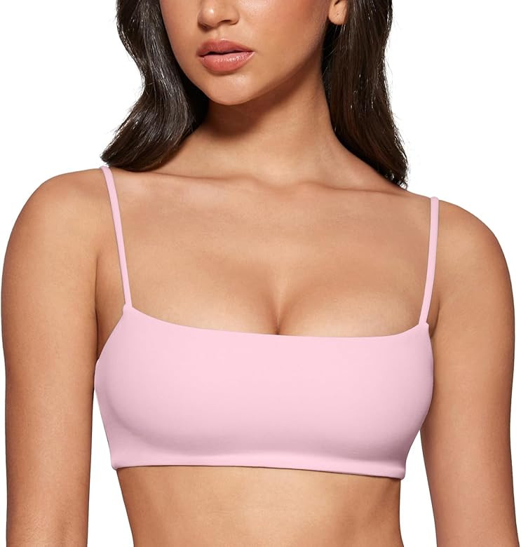 Women's Square Neck Sports Bra Spaghetti Strap Padded Cami Yoga Wireless Square Back Workout Bra ... | Amazon (US)