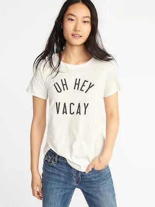 Old Navy Womens Everywear Graphic Curved-Hem Tee For Women Oh Hey Vacay Size XL | Old Navy US