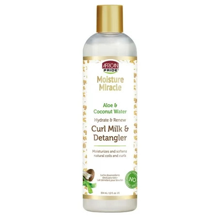 African Pride Moisture Miracle Hydrate & Renew Curl Milk & Detangler 12 oz, For Curly, Coily Hair, Moisturizing | Walmart (US)