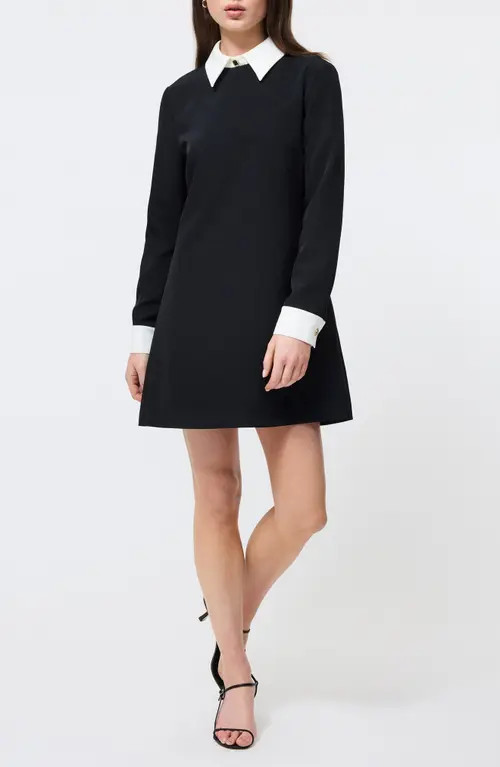 French Connection Echo Collared Long Sleeve Shift Dress in Black at Nordstrom, Size 0 | Nordstrom