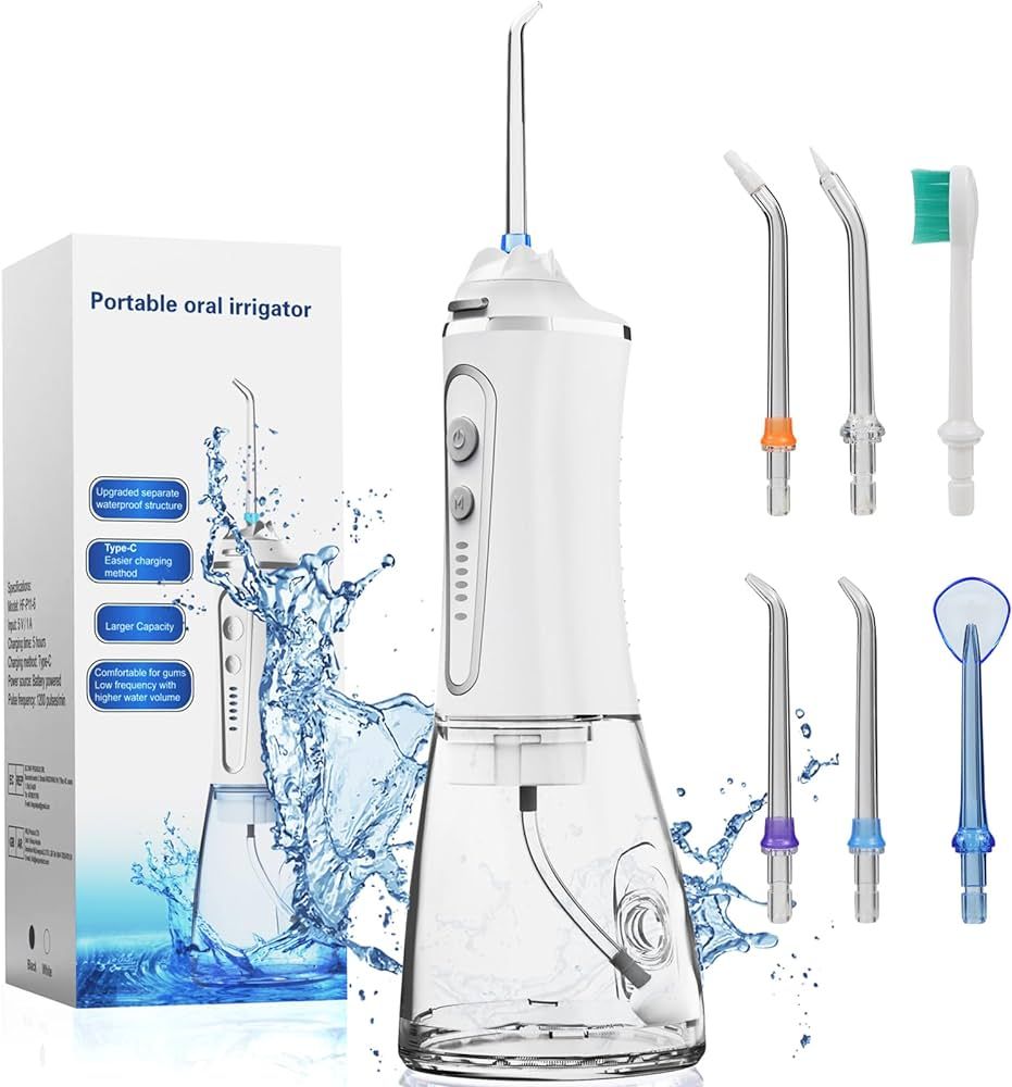 Water Dental Flosser Pick for Teeth Cleaning, Cordless Electric Water Pick Dental Oral Irrigator ... | Amazon (US)