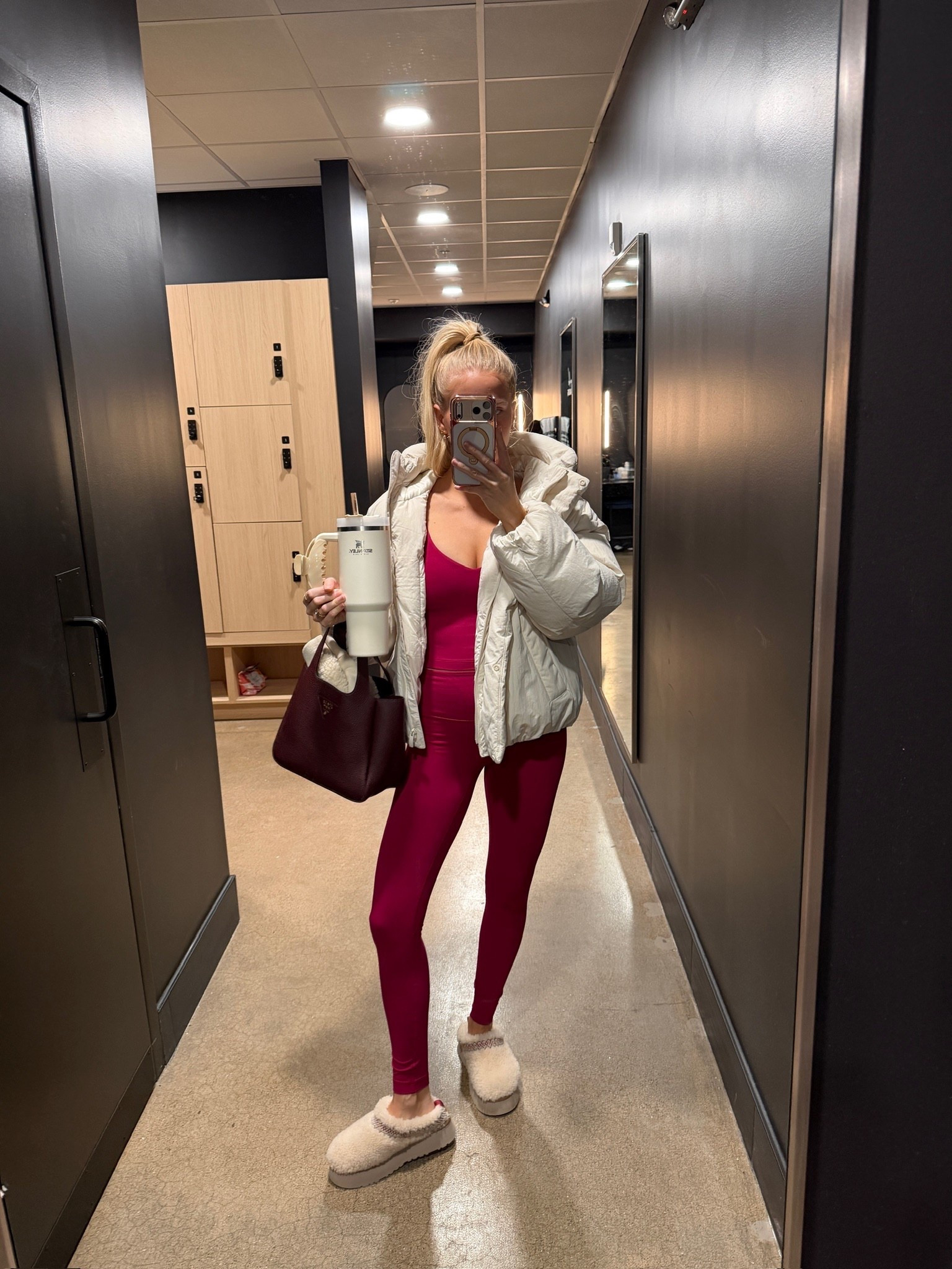 Wearing an 8 in top, 6 in leggings (28”) - both in color berry ramble, small in coat, shoes are tts! #kathleenpost

#LTKootd #LTKActive #LTKfitnessgoals #LTKgrwm #LTKmorningroutine