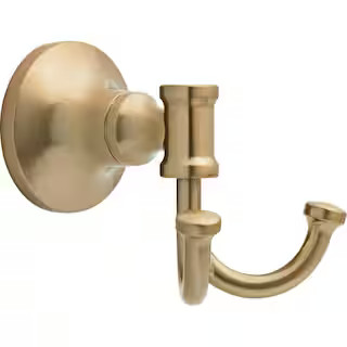 Delta Chamberlain Wall Mount Double J-Hook Towel Hook Bath Hardware Accessory in Champagne Bronze... | The Home Depot