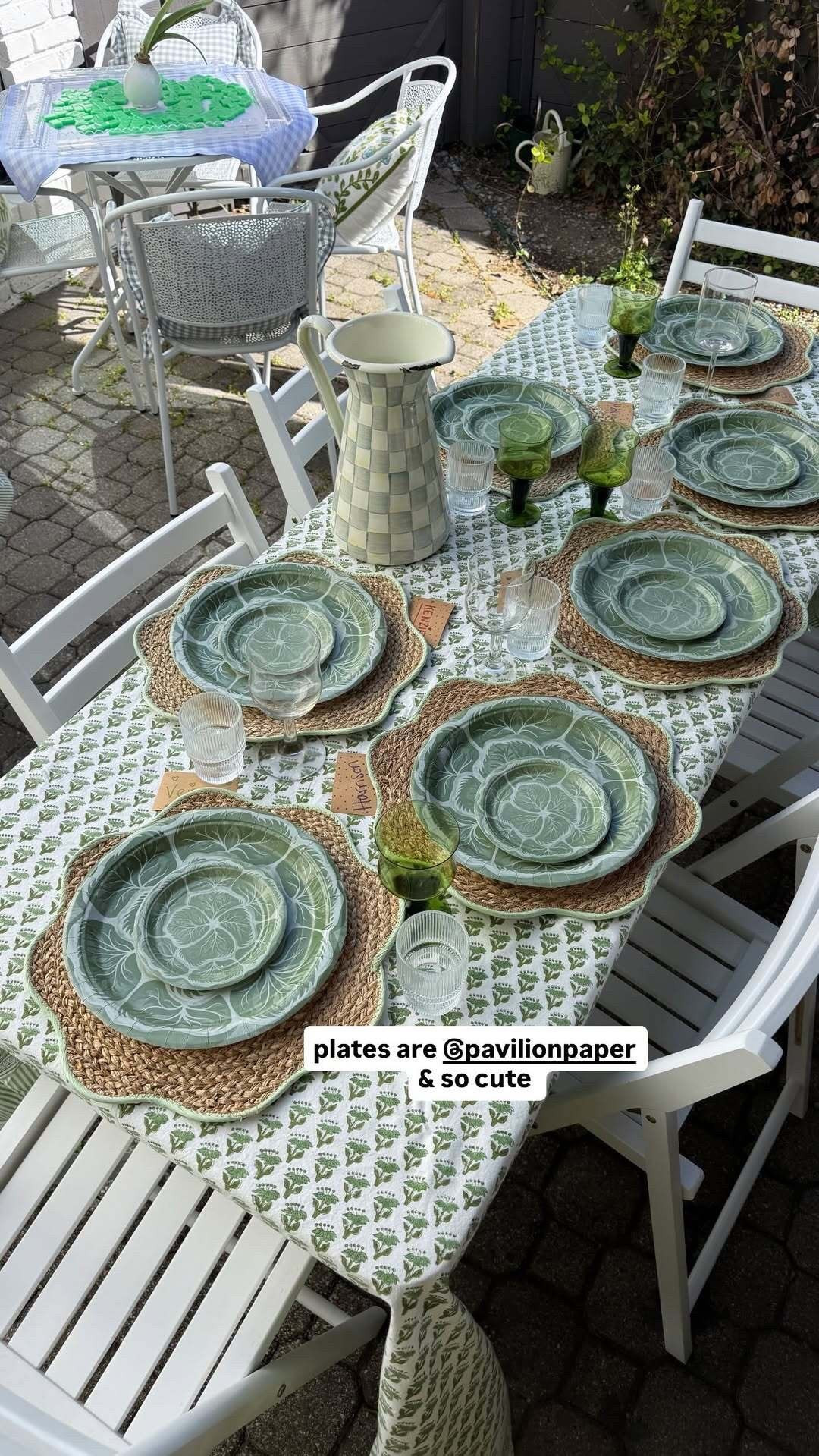 Garden party 🥬✨🍀🏡 Obsessed with these cabbage plates & it’s such a fun way to elevate an outdoor table! Layered textures, prints & soft greens.

#LTKSeasonal #LTKHome
