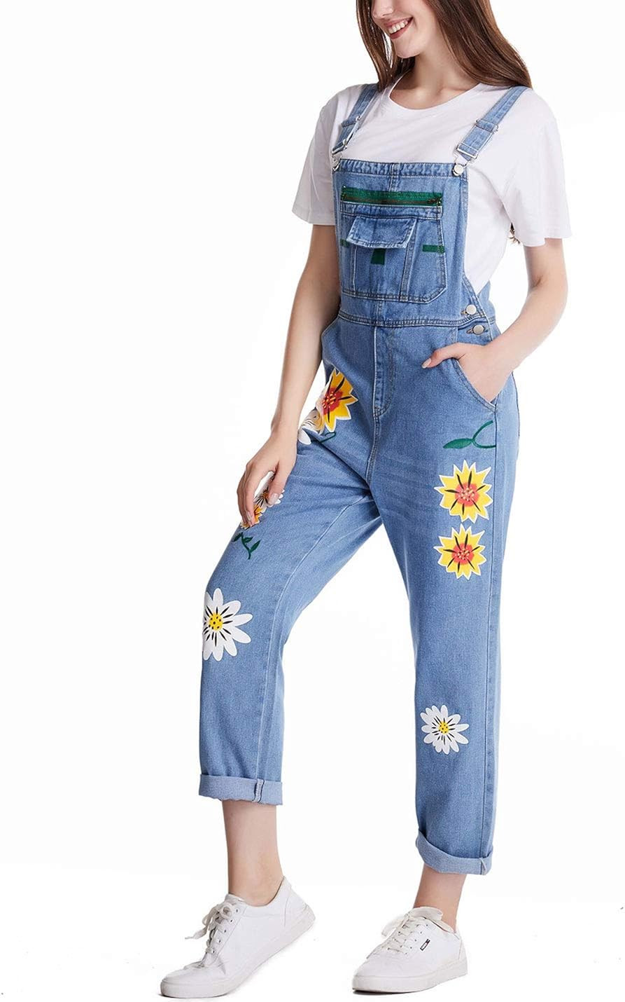 Tanming Women's Casual Distressed Ripped Pockets Denim Jeans Bib Overalls Rompers | Amazon (US)