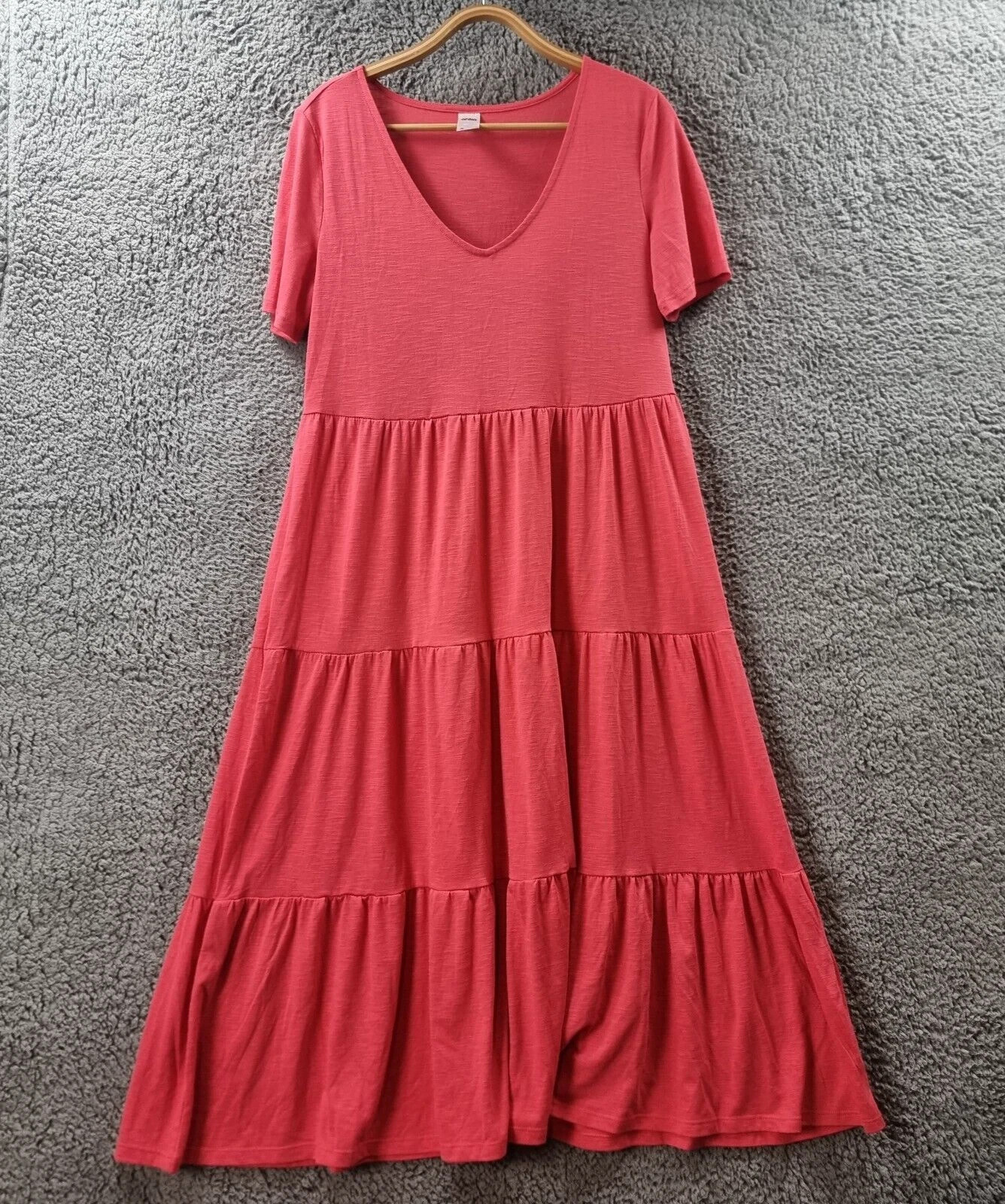 Pre-loved partnerANKO Womens Dress Size 8 Coral Pink Stretch Knit Short Sleeve A-line Midi | eBay AU