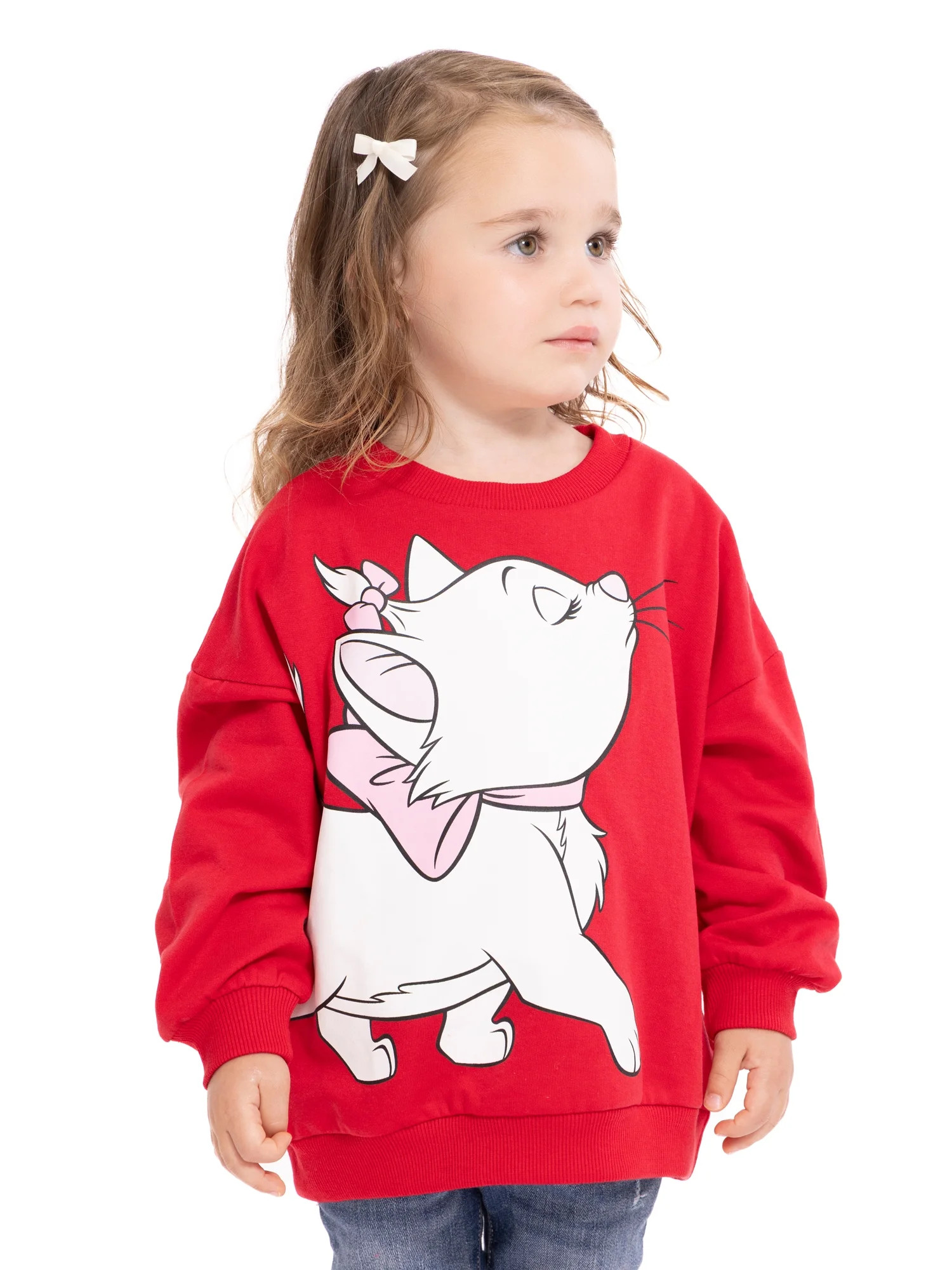 Disney The Aristocats Toddler Girls Marie Graphic Crewneck Sweatshirt with Long Sleeves, Sizes 12... | Walmart (US)