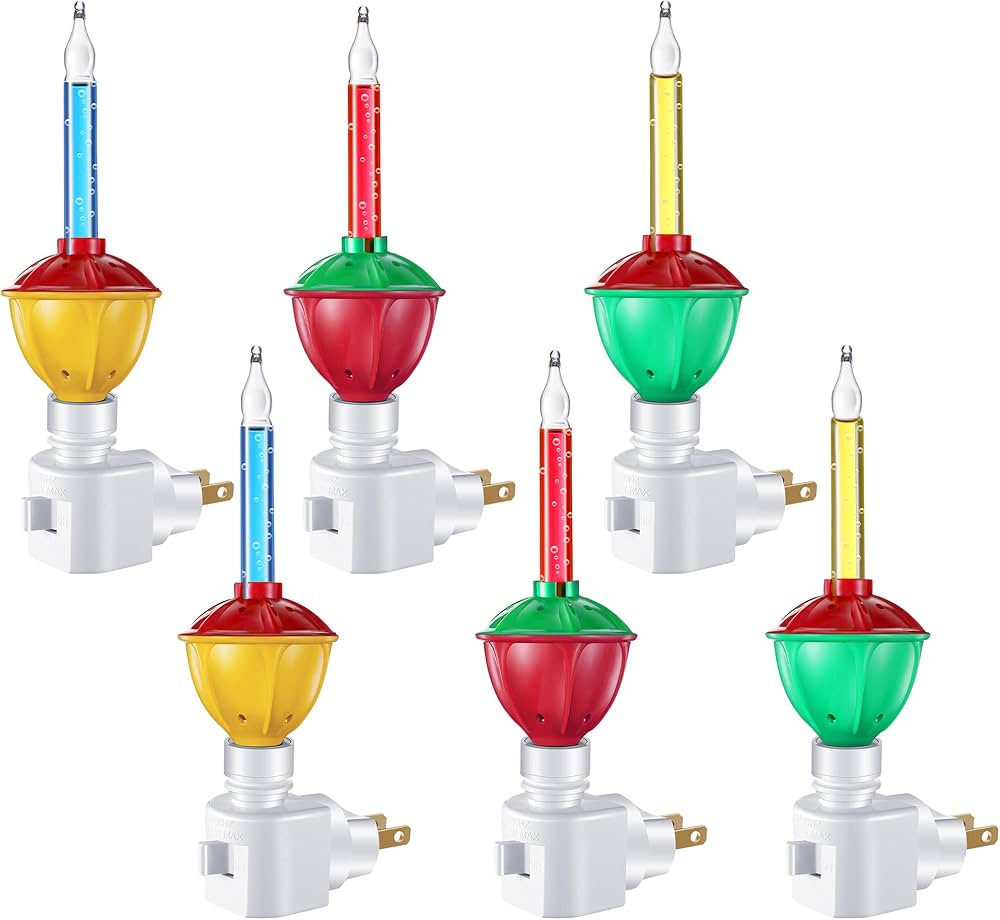 6 Pieces Christmas Bubble Lights, Traditional Vintage Night Lights with E12 Candelabra Base, Colo... | Amazon (US)