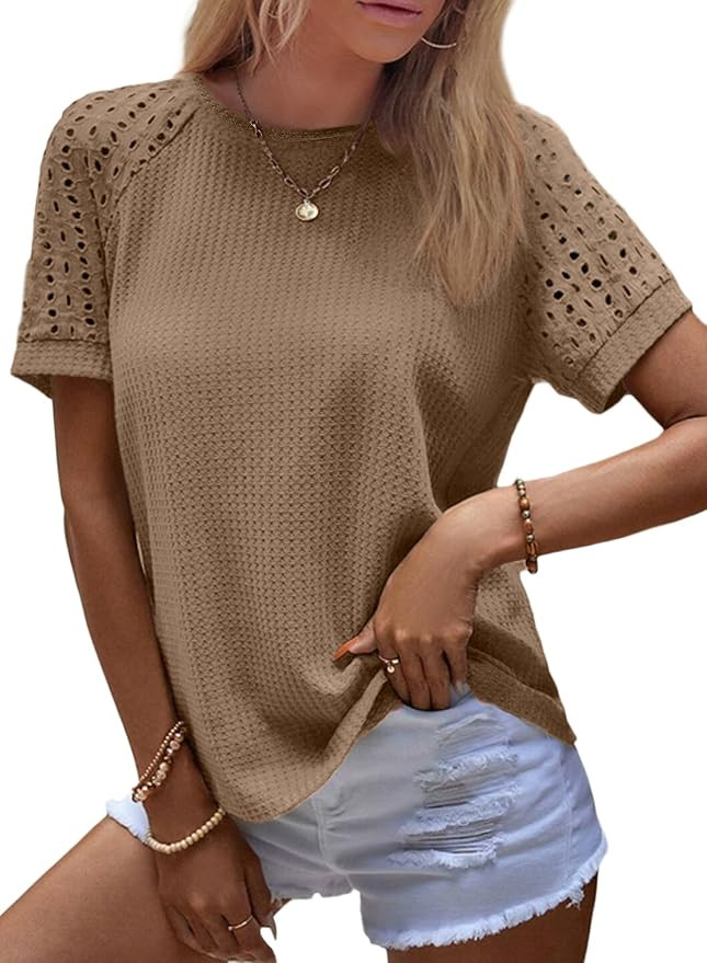 SHEWIN Women's Waffle Knit Tops Summer Business Casual Dressy Shirts 2026 | Amazon (US)