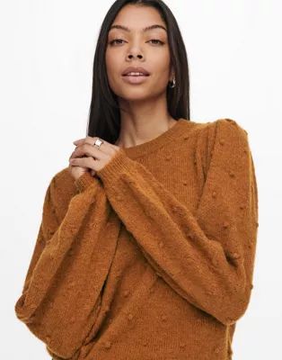 JDY knitted sweater with bobble detail in rust | ASOS (Global)