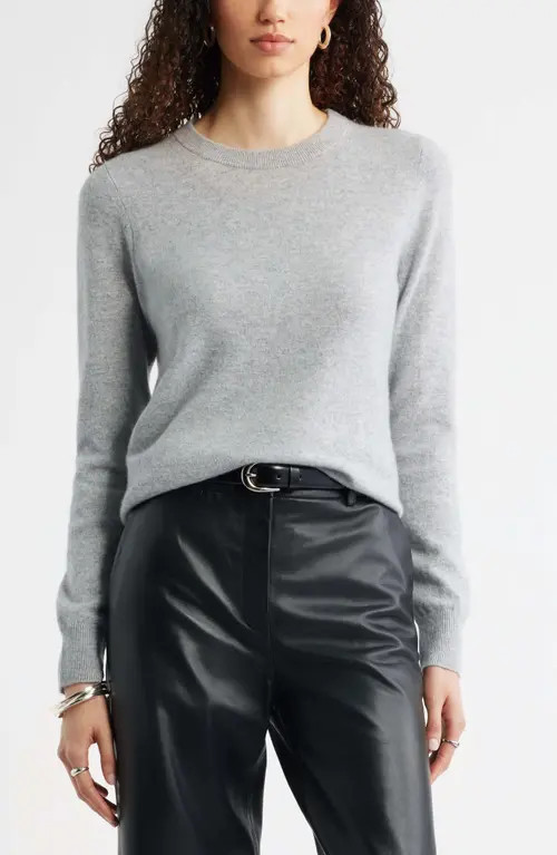 Nordstrom Crewneck Cashmere Sweater in Grey Silk Heather at Nordstrom, Size Medium | Nordstrom