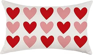 ONWAY Valentine's Day Pillow Cover 12x20 Red Pink Heart Decoration Valentine Lumbar Throw Cushion... | Amazon (US)