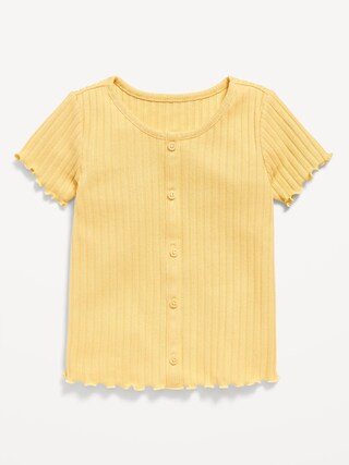 Short-Sleeve Lettuce-Edge Button-Front Top for Toddler Girls | Old Navy (US)
