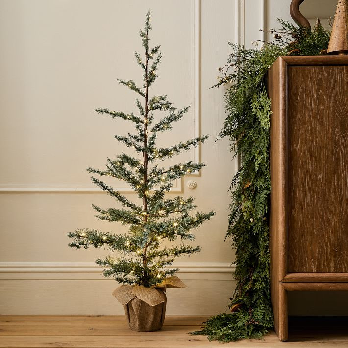 Pre-Lit Faux Blue Spruce Tree w/ Burlap Base | West Elm (US)