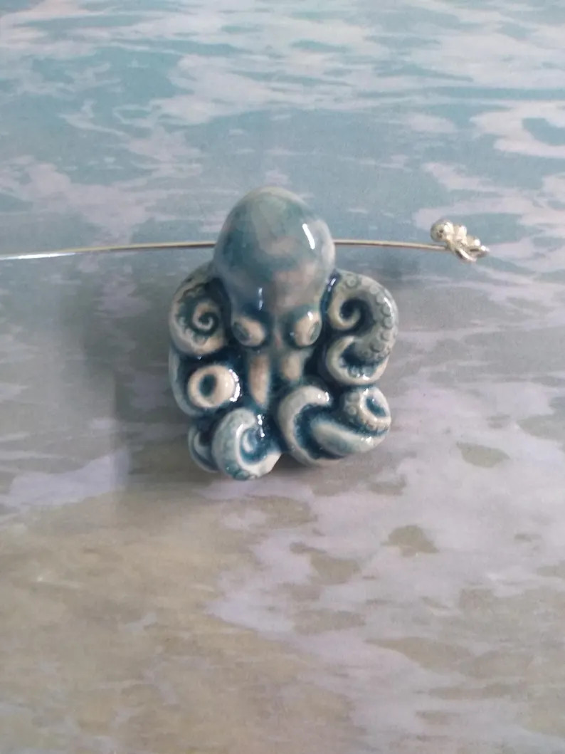 ONE Raku Large Octopus Bead Approximately 24mm X 28mm - Etsy | Etsy (US)