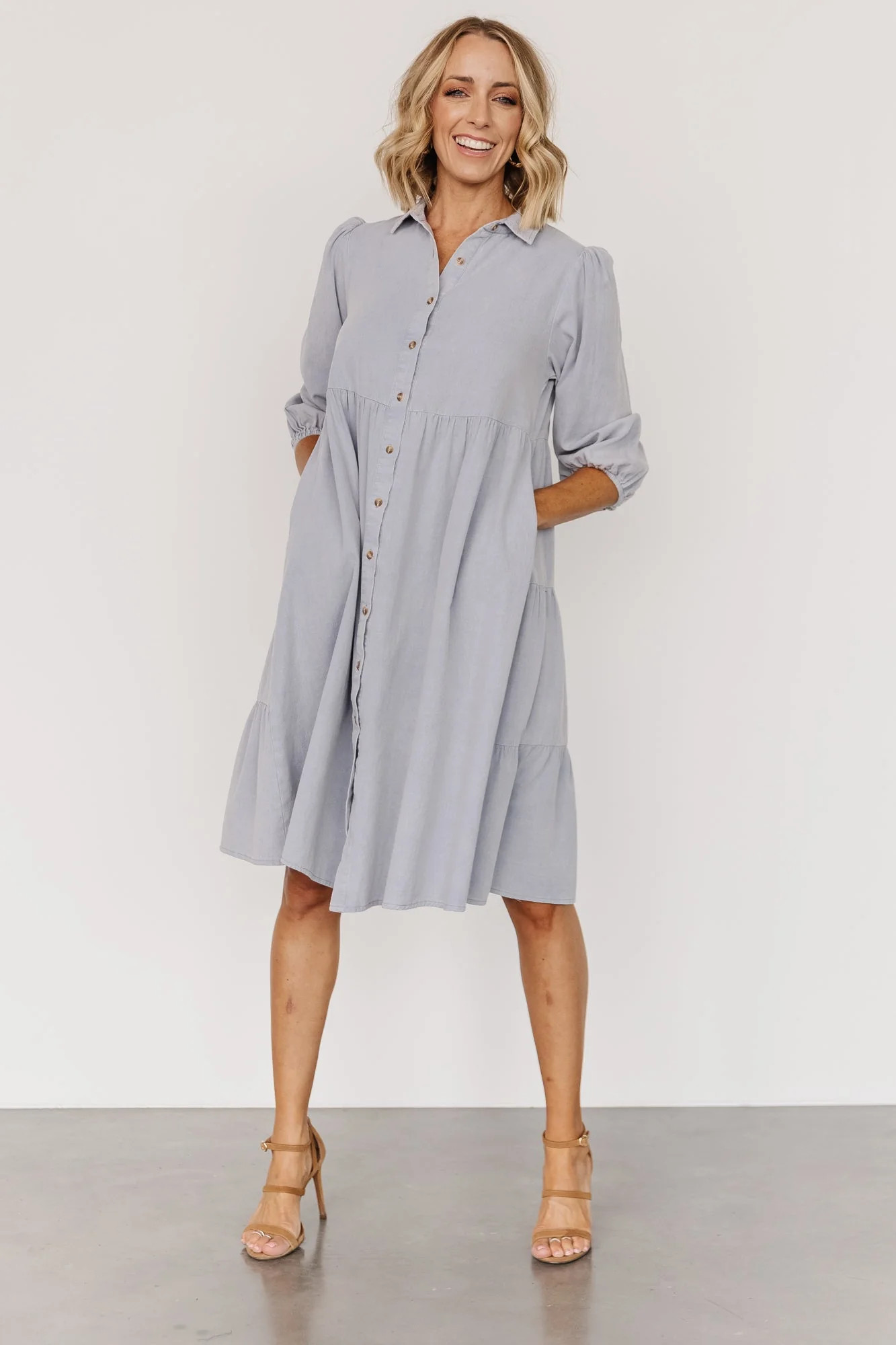 Sari Babydoll Dress | Light Denim | Baltic Born