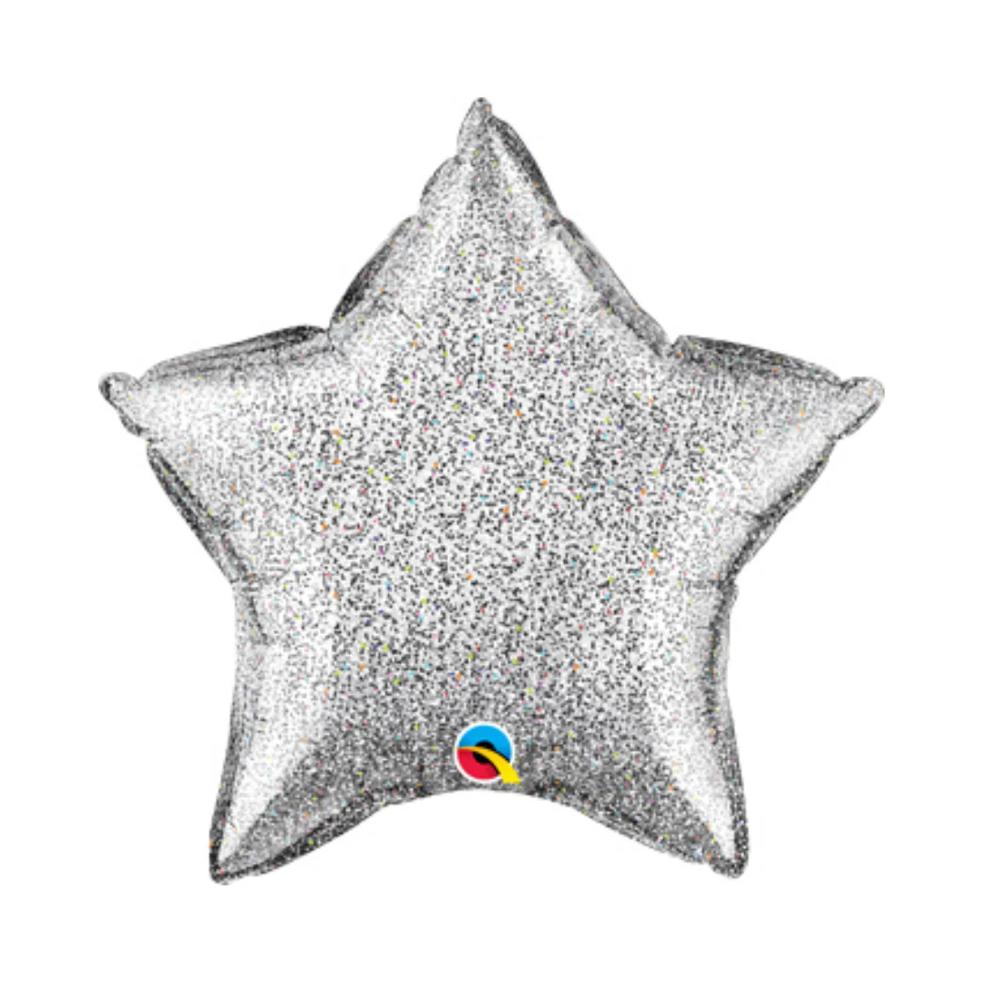Glittergraphic Silver Holographic Star Shaped Balloon | Ellie and Piper