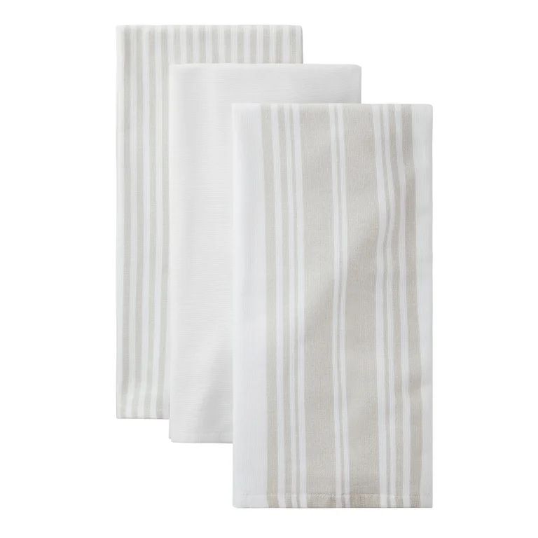 Better Homes & Gardens Papyrus-Beige Cotton Woven Dual-Purpose Oversized Kitchen Towels 3 Pack | Walmart (US)