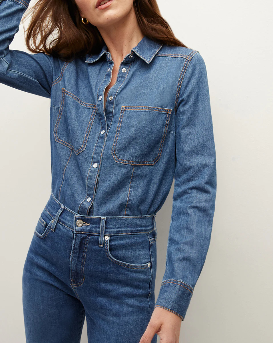 Farina Denim Blouse | Veronica Beard