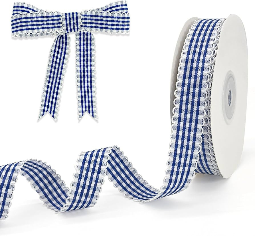 Gingham Plaid Ribbon - 5/8" x20 Yards 100% Polyester Checked Ribbon for Gift Wrapping, Flower Bou... | Amazon (US)