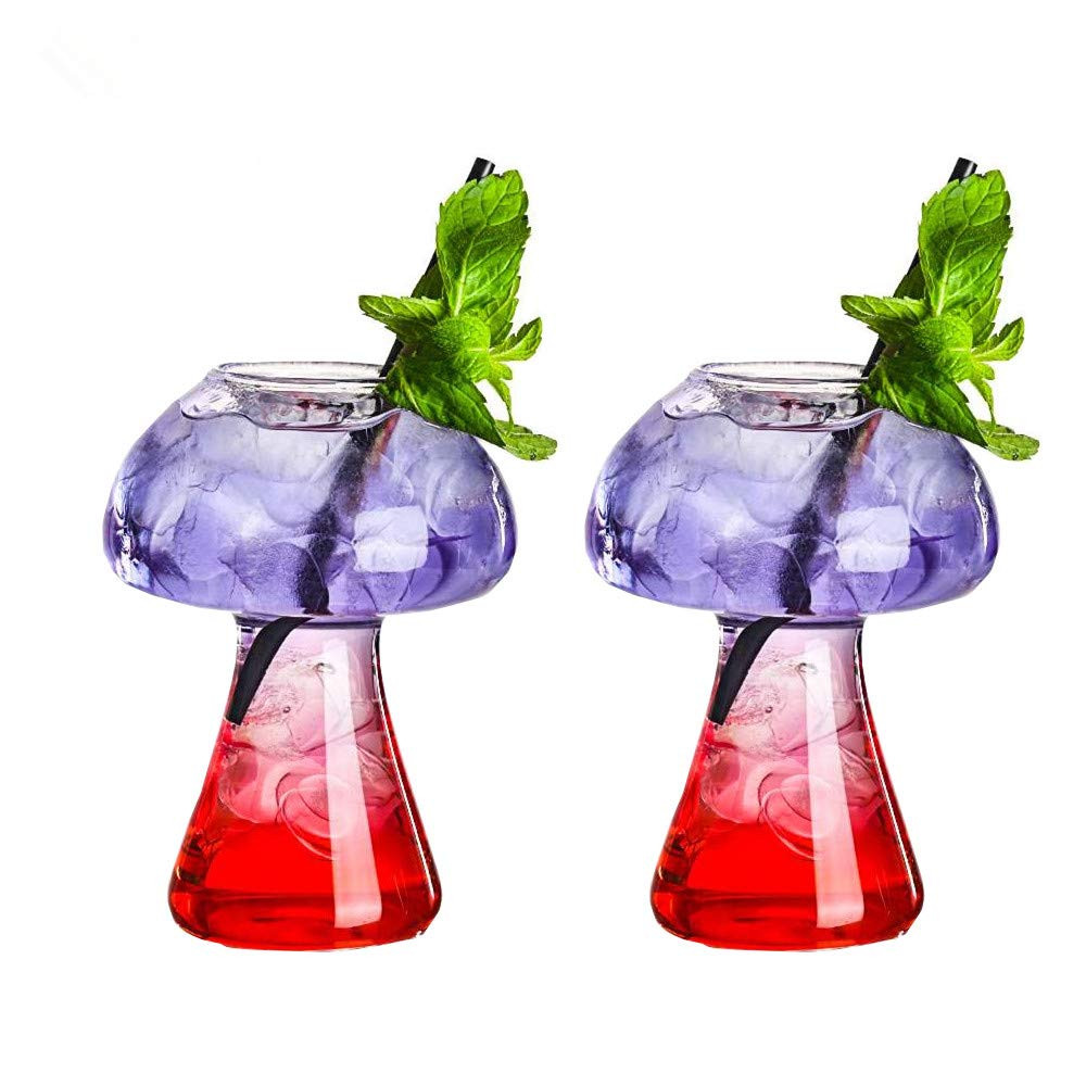 Mushroom Glasses Creative Mushroom Cocktail Glass Cup Set of 2 Clear Mushroom Shaped Drinks Cups 250 | Amazon (US)