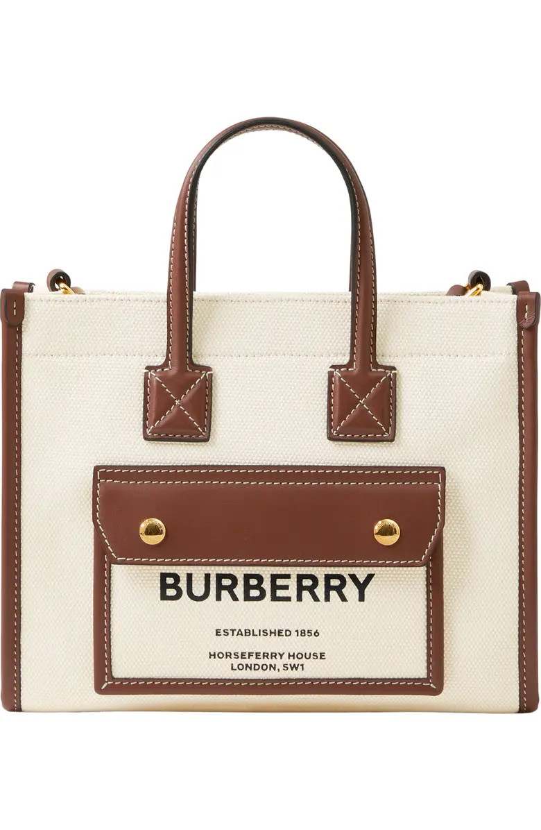 Mini Towner Horseferry Print Canvas & Leather Tote | Nordstrom