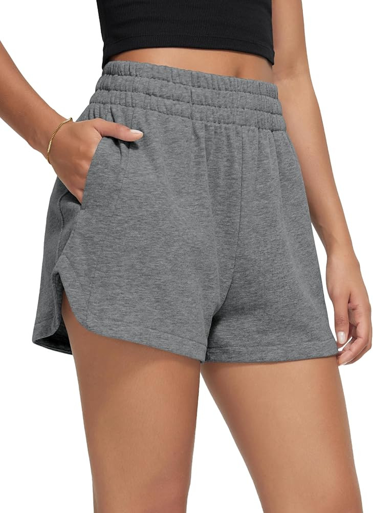 ODODOS Women's Sweat Shorts Cotton French Terry Curved Hem Workout Casual Relaxed Lounge Shorts w... | Amazon (US)