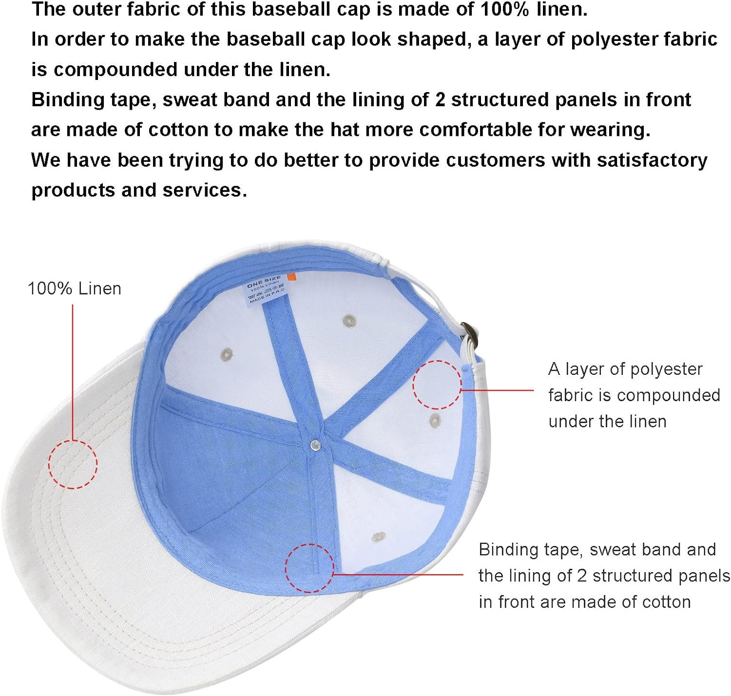 BOTVELA Linen Baseball Cap for Men Breathable Summer Dad Hat Adjustable Structured Outdoor Sports... | Amazon (US)