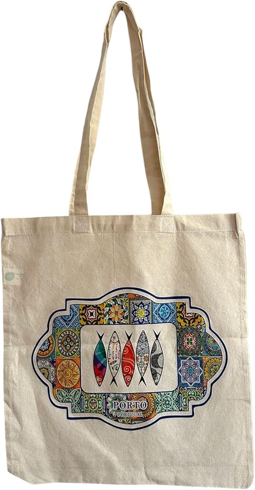 Portugal Azulejos Cotton Tote Bag Casual Cloth Canvas Shopping Bags with Handles Everyday Use Bea... | Amazon (US)