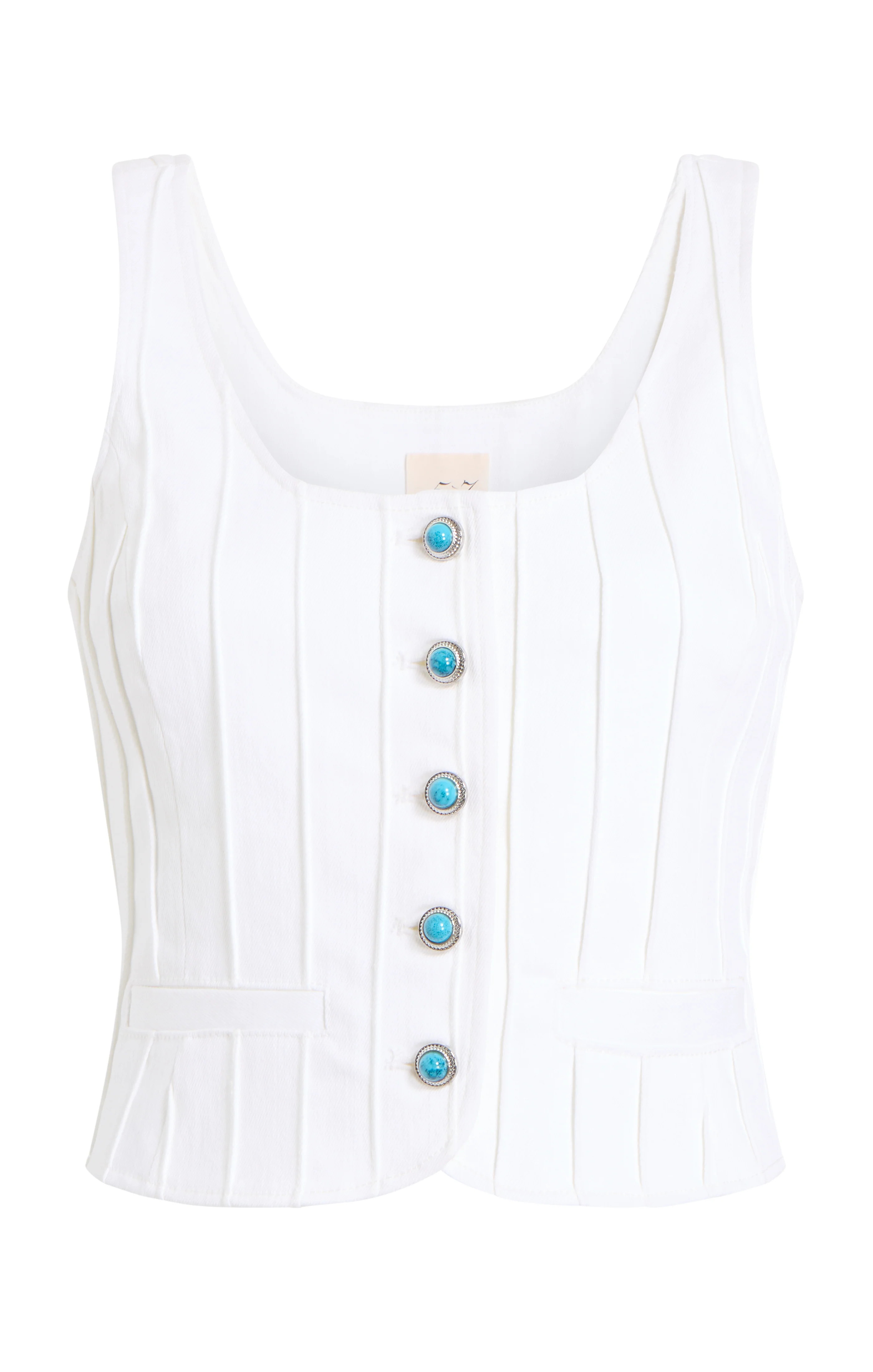 Turquoise Embellished Rowena Vest L / White | Cinq à Sept