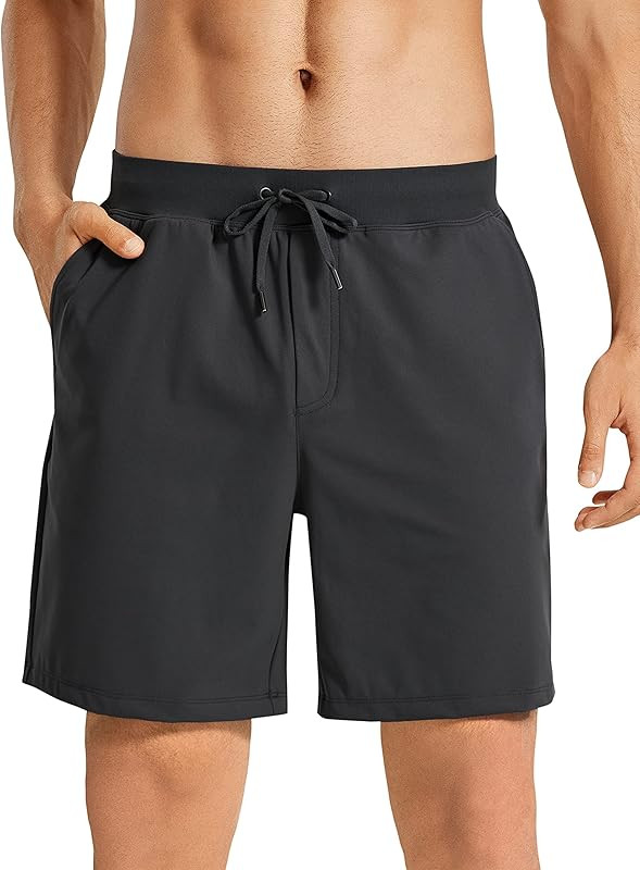 CRZ YOGA Men's Four-Way Stretch Travel Workout Shorts - 7'' Athletic Gym Casual Traning Golf Shor... | Amazon (US)