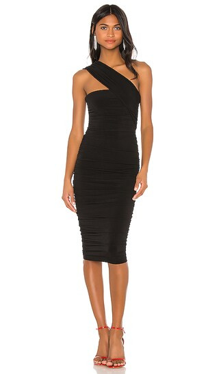 Temptation One Shoulder Midi in Black | Revolve Clothing (Global)