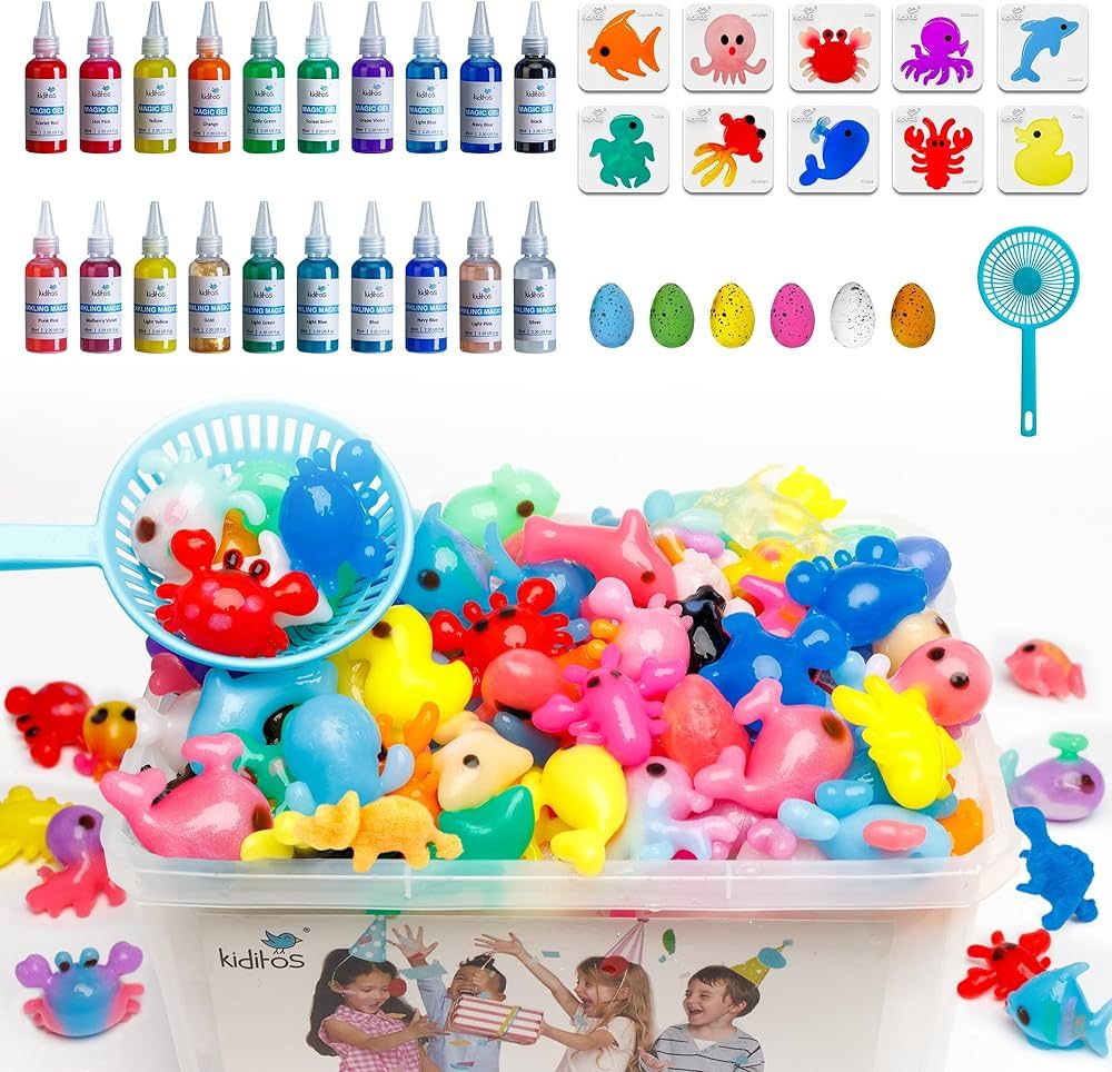 Kiditos 20 Colors New Magic Water ELF Toy Kit,Including 10 Colors Magic Gel,10 Colors Sparkling Magic Gel,10 Sea Creatures Molds,6 Dinosaur Eggs,Water Spirt DIY Kit,Arts&Crafts STEM Birthday Gifts | Amazon (US)