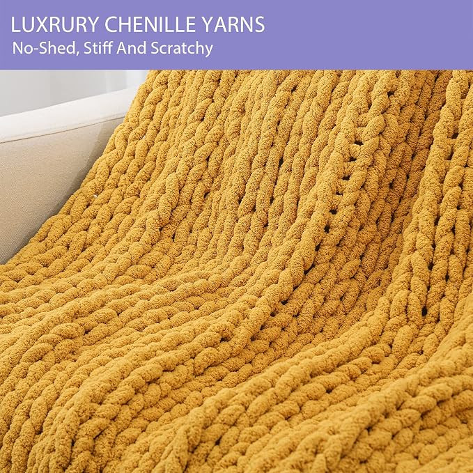 Bigacogo Chunky Knit Throw Blanket for Couch, 40x60 inches, 100% Hand Knitted with Thick Jumbo Ch... | Amazon (US)