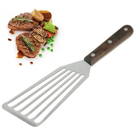 Fish Spatula Thin Slotted Fish Turner 11 Stainless Steel Metal Spatula with Wood Handle Beveled-Edge | Walmart (US)