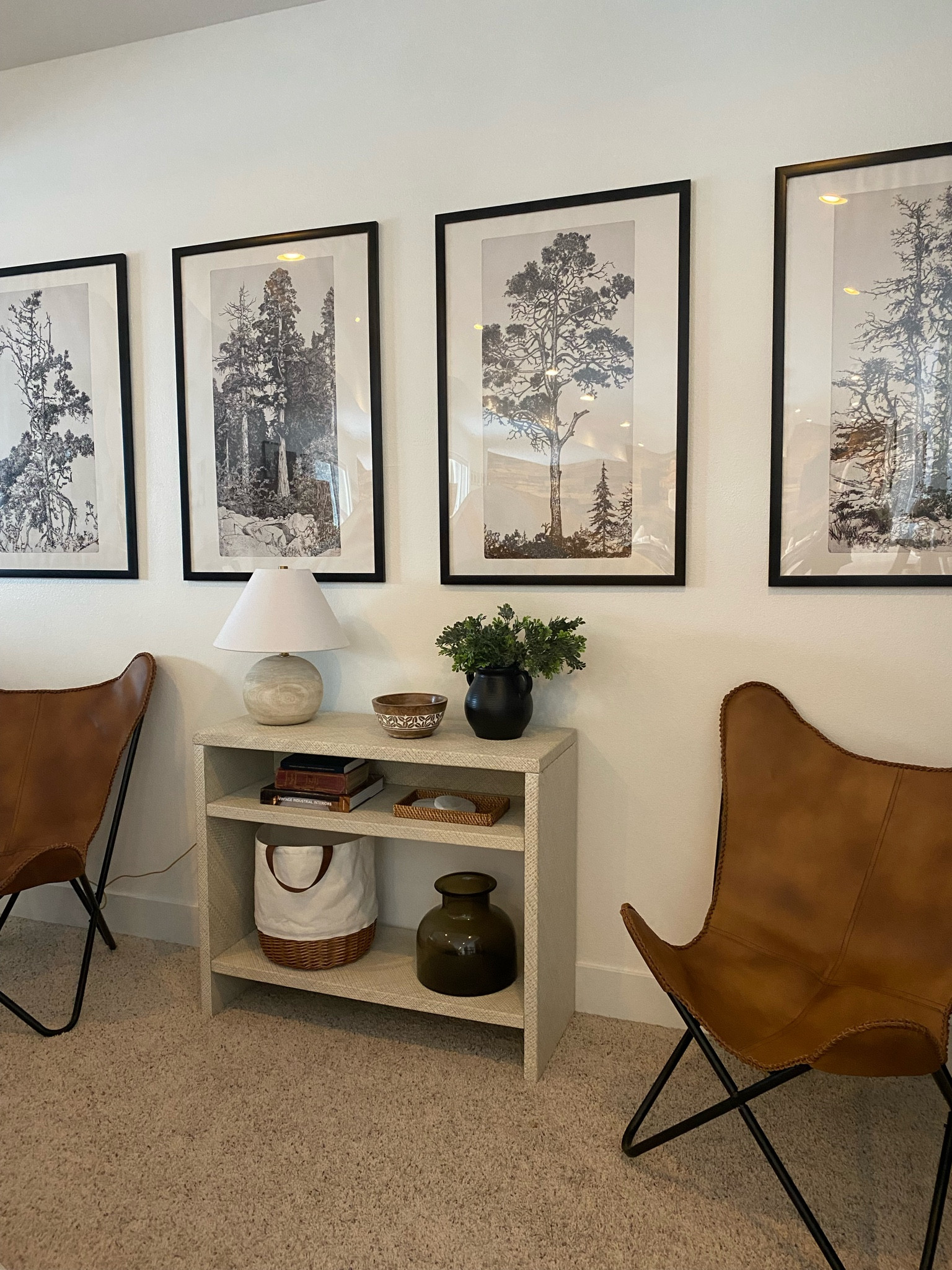 Vintage prints. Leather Chair. Console table. #studiomcgee

#LTKsalealert #LTKSeasonal #LTKhome