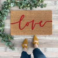 Valentines Doormat, Love Spring Porch Decor, Valentines Day Mat, Doormat Outdoor, Layering Rug, Entryway Rug | Etsy (US)