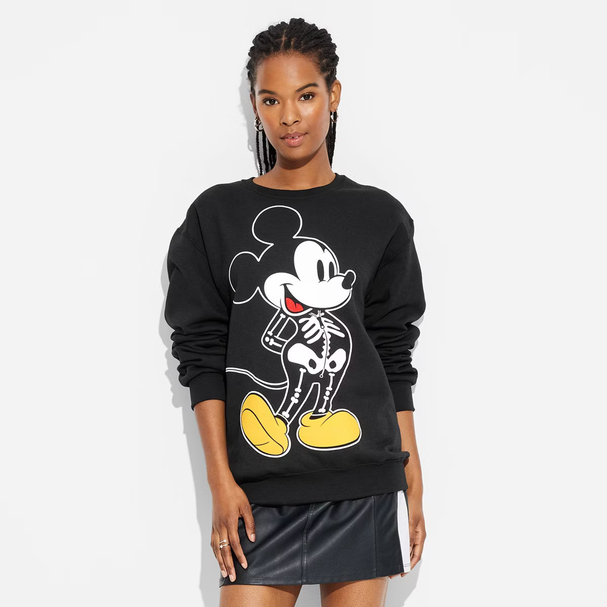 Women's Mickey Skeleton Graphic Sweatshirt - Black | Target